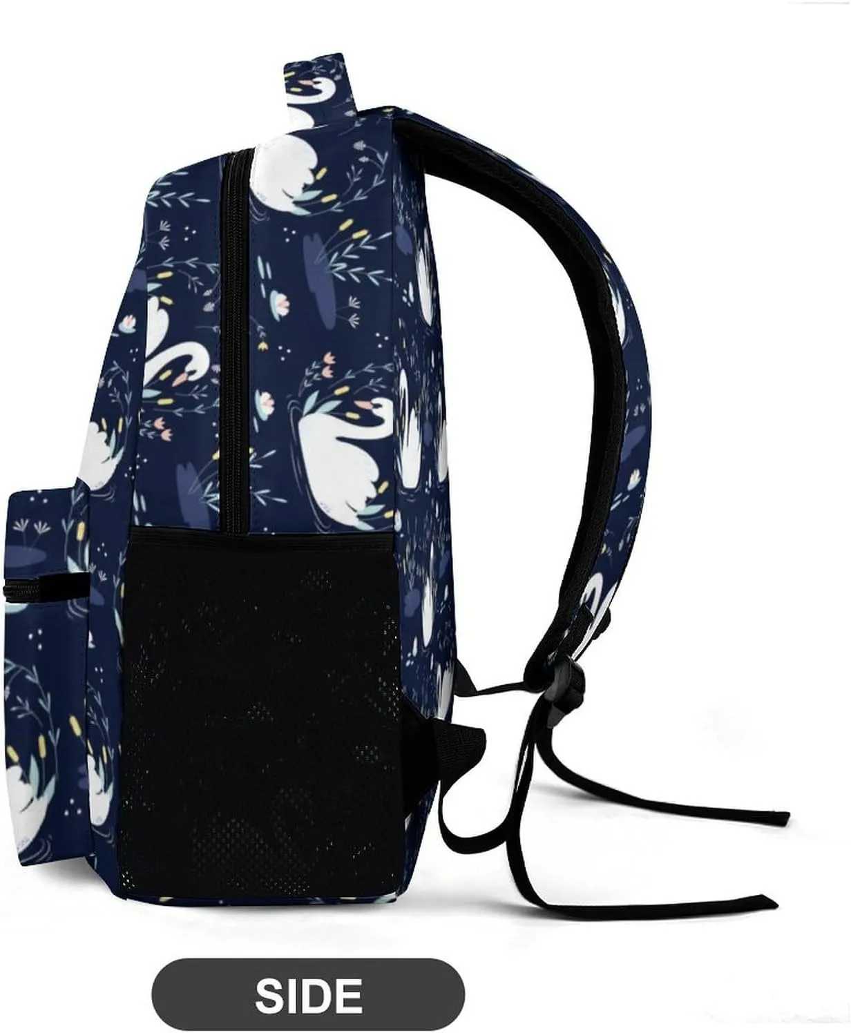 Custom Swan Backpack for Kids Girls Boys School, 16 Inches Cute Swans Theme Bookbag, Adjustable, Lightweight, Large Capacity, Colorful Daily Casual Backpacks