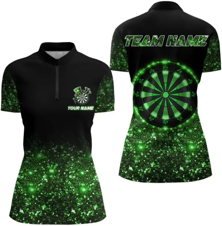 Customized Name, Team Name Jersey, Grunge Turquoise Panther Dart Shirts Polo & Quarter Zip Women Dart