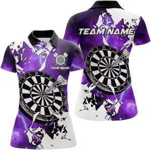 Customized Name, Team Name Jersey, Lightning Grunge Dartboard 3D Printed Darts Shirts for Women, Darts