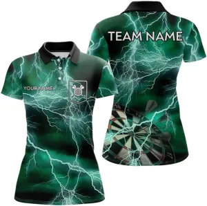 Customized Name, Team Name Jersey, Red Dartboard Thunder Storm Lighting Dart Shirts for Women Team
