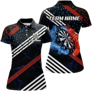 Customized Name, Team Name Jersey, Turquoise ICY Dartboard Darts Polo & Quarter Zip for Women, Team