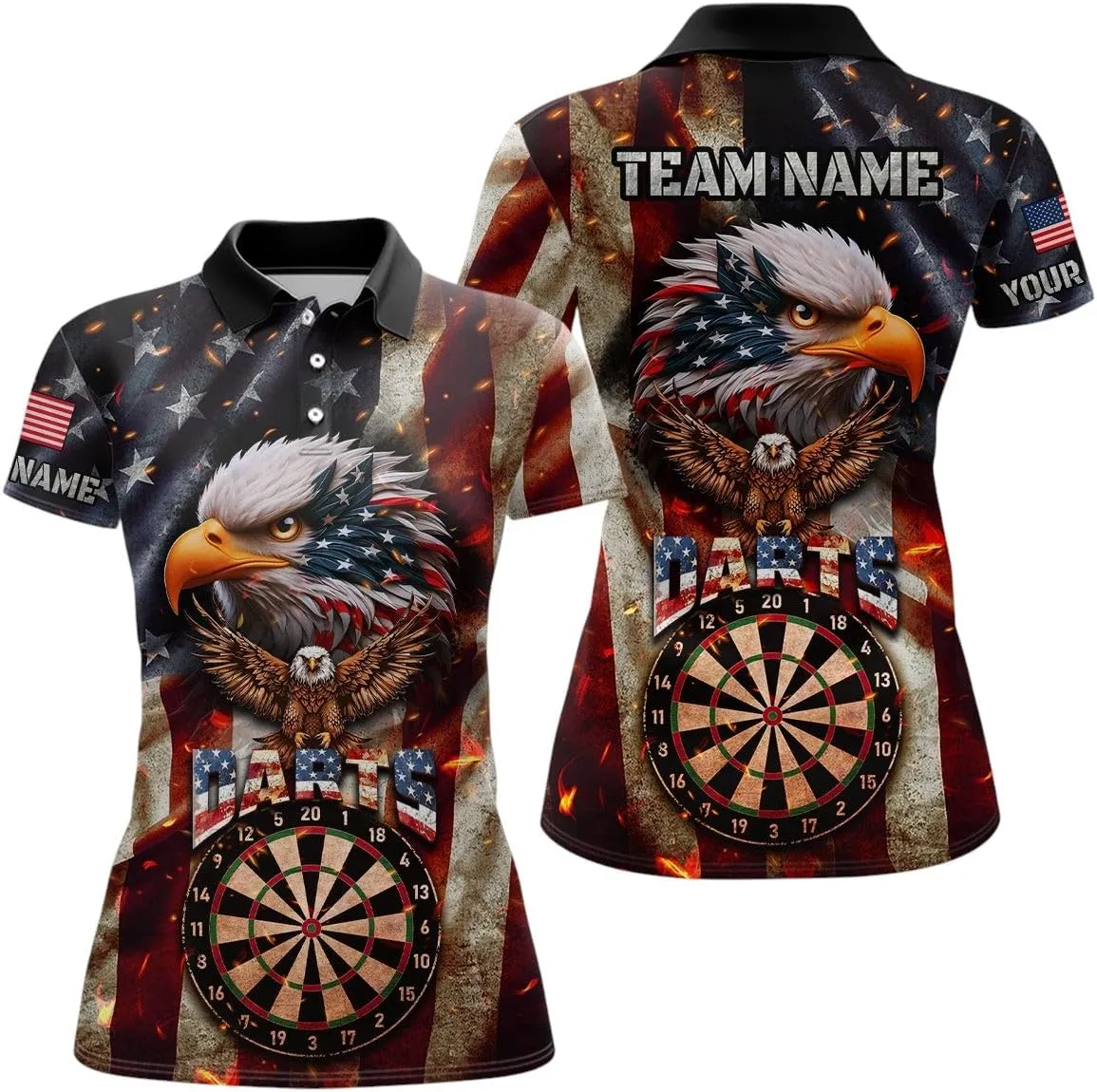 Customized Name, Team Name Jersey, Turquoise Lightning Dragon Dart Shirt for Women, Strike Darts Team