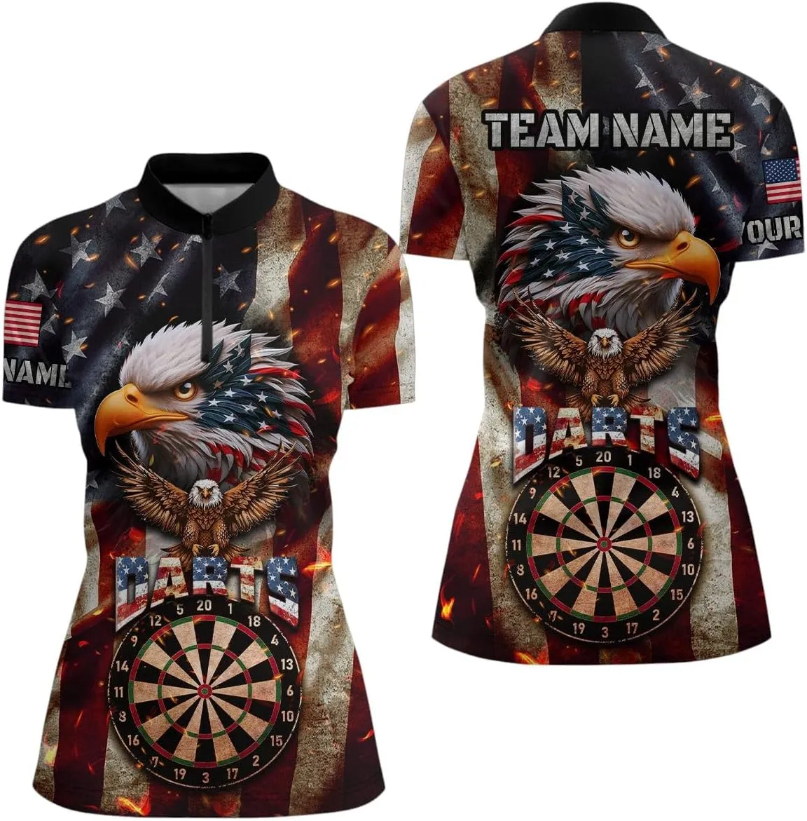 Customized Name, Team Name Jersey, Turquoise Lightning Dragon Dart Shirt for Women, Strike Darts Team