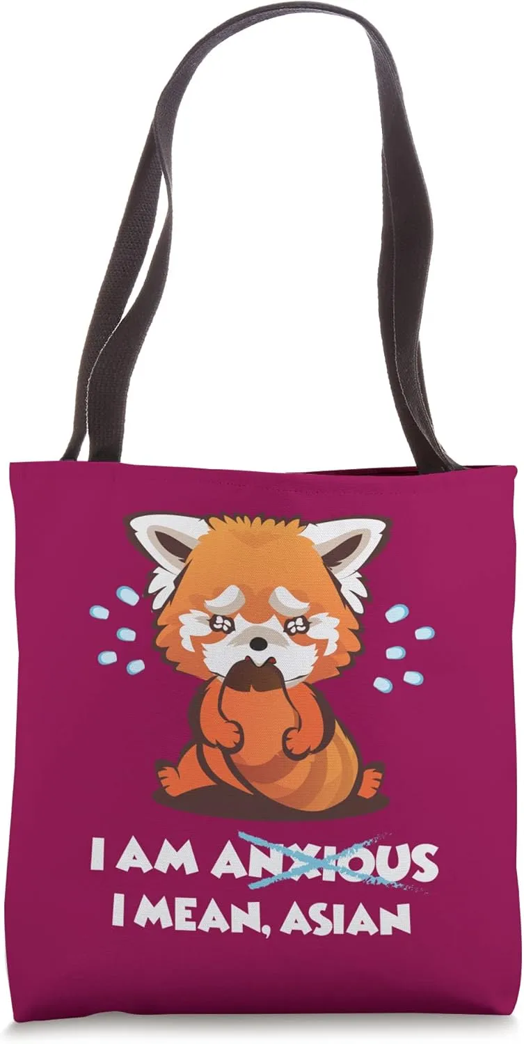 Cute Asian Red Panda with Anxiety Funny Anxious Asian Tote Bag