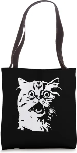 Cute Cat Face Silhouette Funny Minimalist Tote Bag