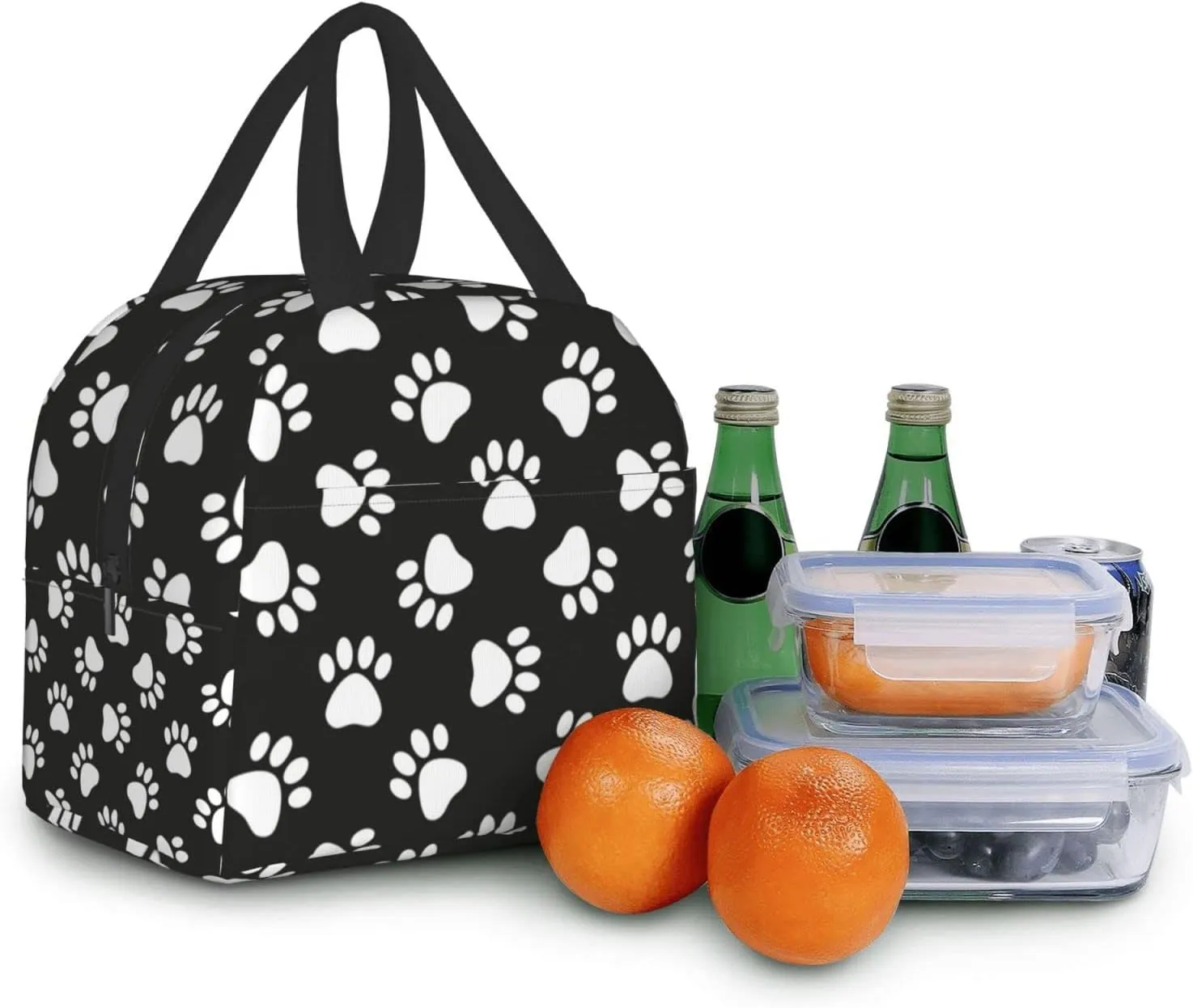 Cute Dog Paws Print Lunch Bag Compact Tote Bag Animal Footprints Reusable Lunch Box Container For Women Men School Office Work