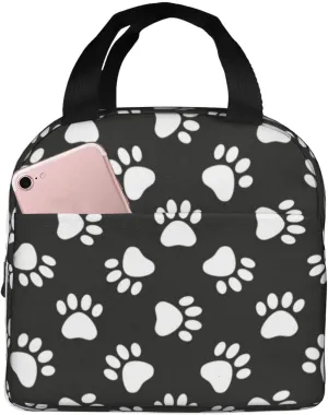 Cute Dog Paws Print Lunch Bag Compact Tote Bag Animal Footprints Reusable Lunch Box Container For Women Men School Office Work