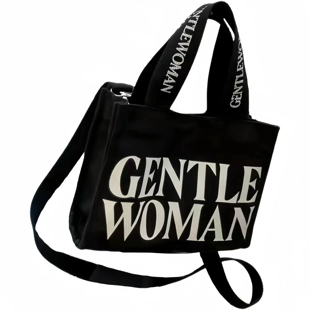 Cute Gentle Woman Tote Bag Colorful Hand-painted Canvas Handbags Handheld Shoulder Bag Office Travel Essentials
