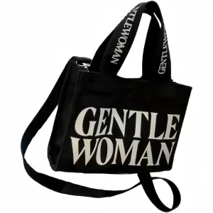 Cute Gentle Woman Tote Bag Colorful Hand-painted Canvas Handbags Handheld Shoulder Bag Office Travel Essentials