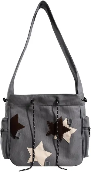 Cute Kawaii Messenger Bag Canvas Crossbody Bag Aesthetic Shoulder Bag for Women Men Flap Messenger Bag