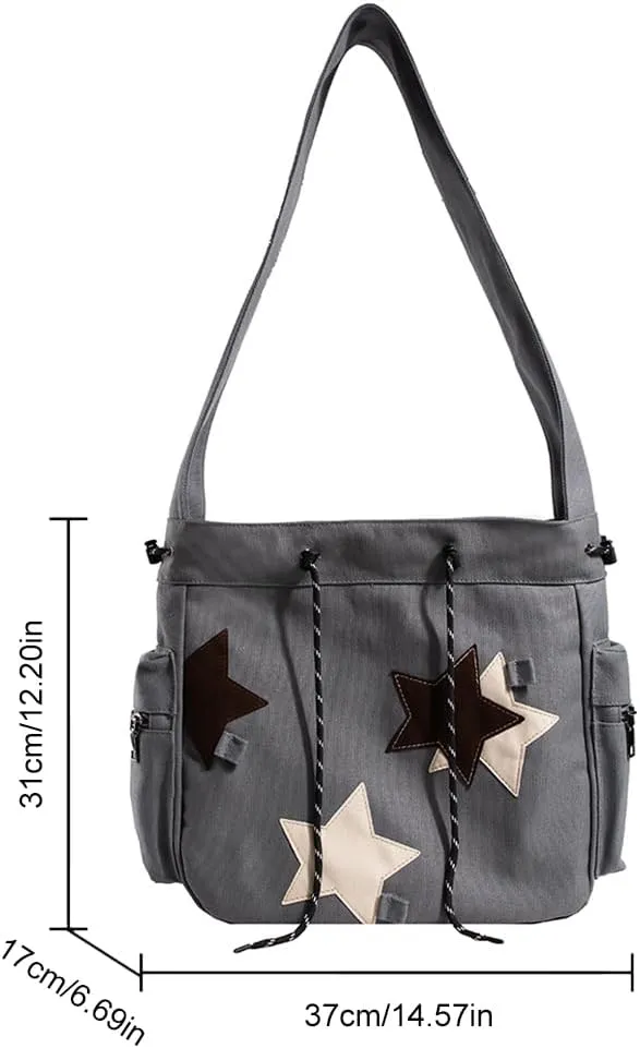 Cute Kawaii Messenger Bag Canvas Crossbody Bag Aesthetic Shoulder Bag for Women Men Flap Messenger Bag