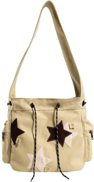 Cute Kawaii Messenger Bag Canvas Crossbody Bag Aesthetic Shoulder Bag for Women Men Flap Messenger Bag