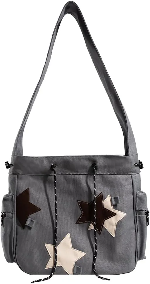 Cute Kawaii Messenger Bag Canvas Crossbody Bag Aesthetic Shoulder Bag for Women Men Flap Messenger Bag