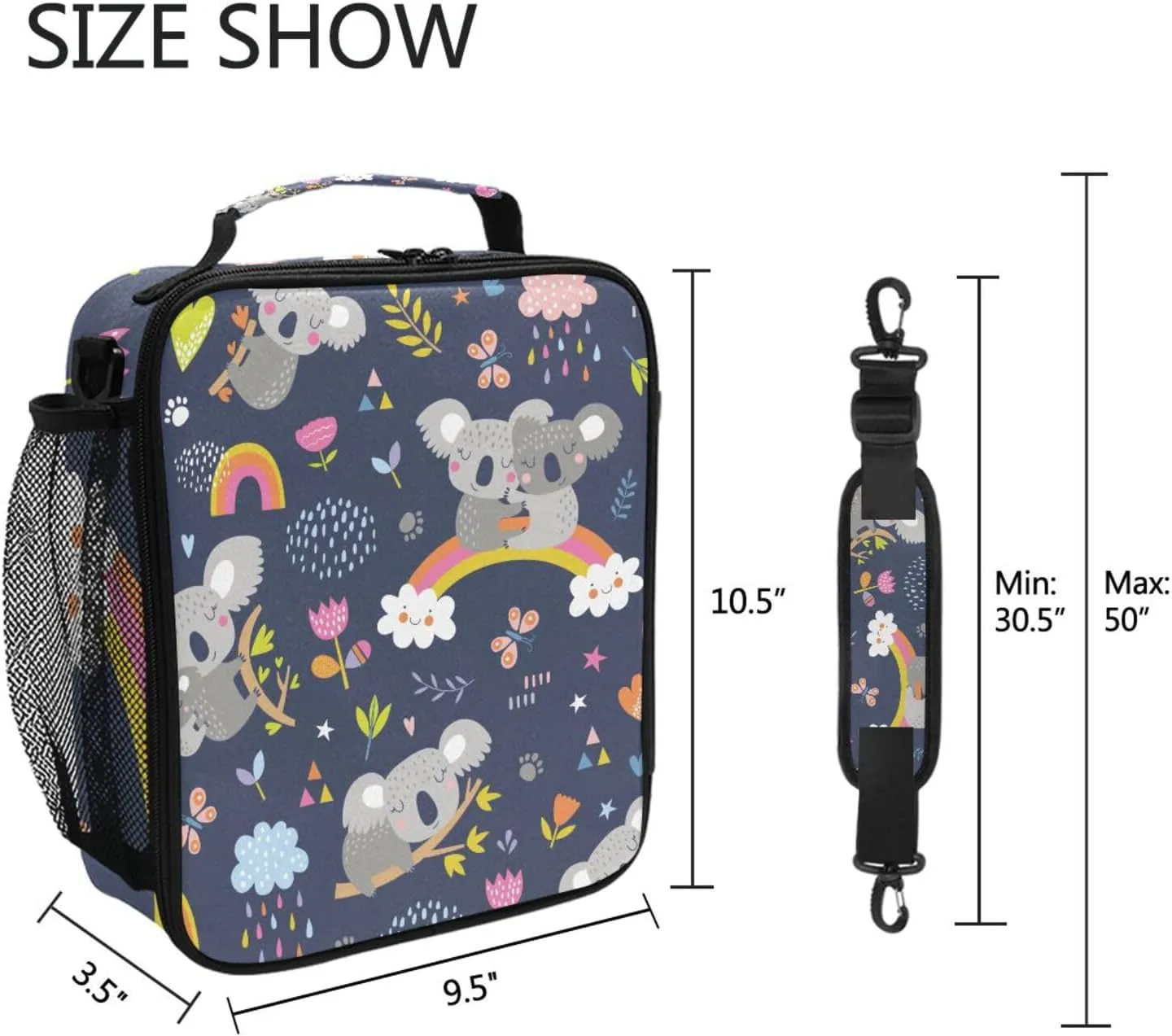 Cute Koala Forest Animal Lunch Box Insulated Lunch Bag Girls Lunch Cooler Bag Tote Freezable Shoulder Strap Lunchbox Thermal Meal Tote Kit for Girls School Picnic