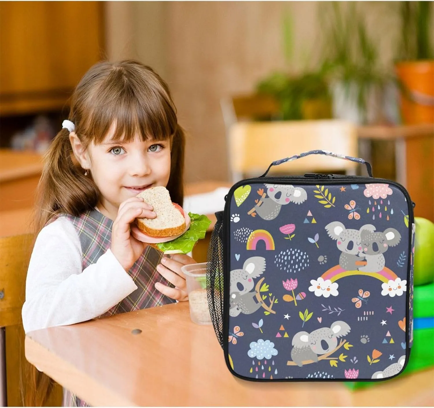 Cute Koala Forest Animal Lunch Box Insulated Lunch Bag Girls Lunch Cooler Bag Tote Freezable Shoulder Strap Lunchbox Thermal Meal Tote Kit for Girls School Picnic