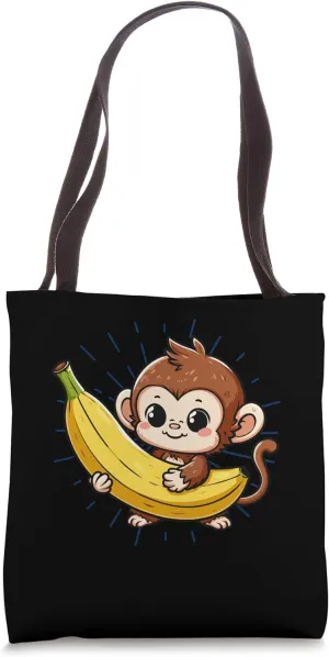Cute Monkey with Banana Tote Bag