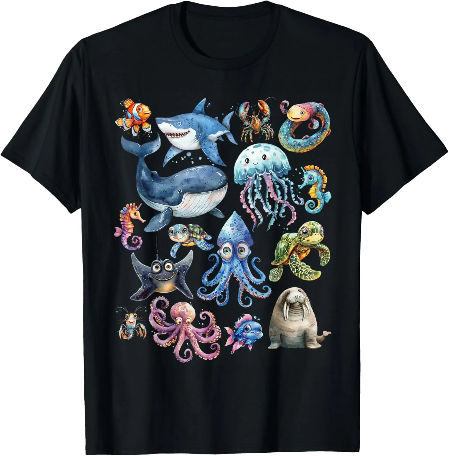 Cute Sea Animals Nautical Art, Marine Adventure for Kids T-Shirt