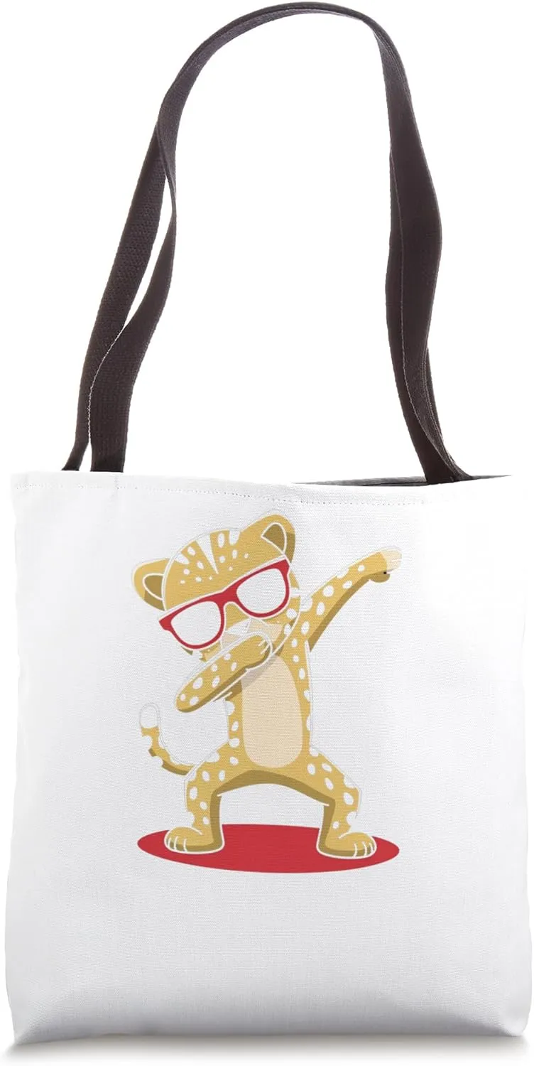 Dabbing Cheetah Sunglasses Cool Jungle Dance Design Tote Bag