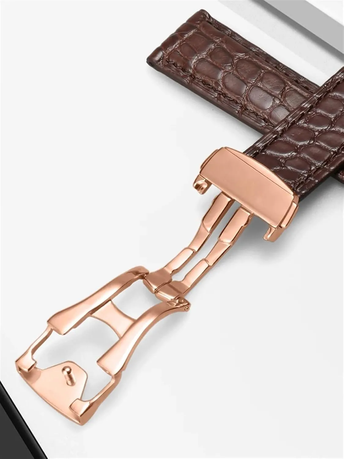 DASEB Genuine Leather Band Alligator Buckle For Omega Watch strap 18mm to 22mm Crocodile Leather Strap for Men's and Women's