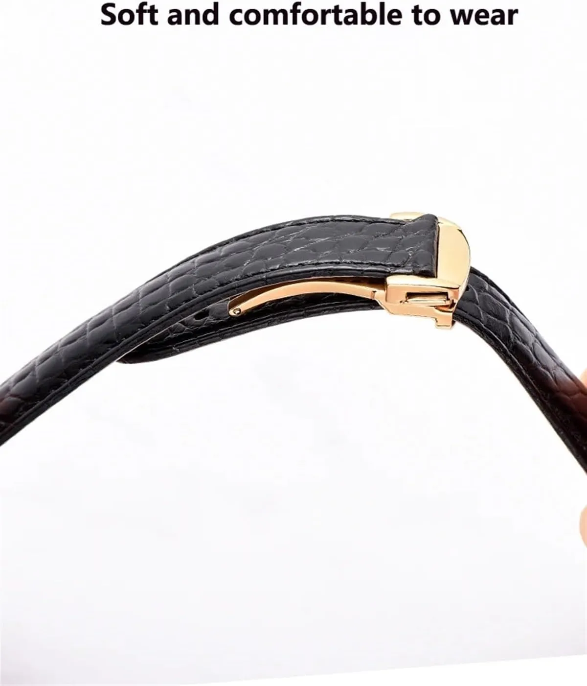 DASEB Genuine Leather Band Alligator Buckle For Omega Watch strap 18mm to 22mm Crocodile Leather Strap for Men's and Women's
