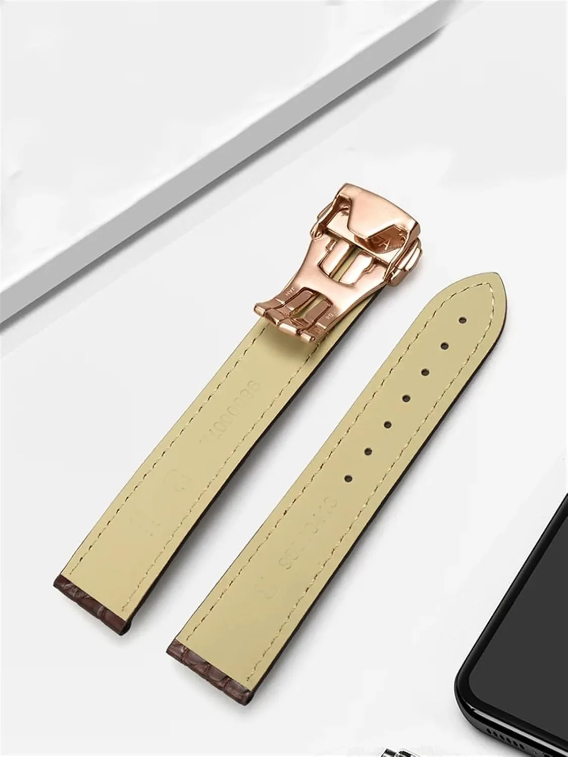 DASEB Genuine Leather Band Alligator Buckle For Omega Watch strap 18mm to 22mm Crocodile Leather Strap for Men's and Women's