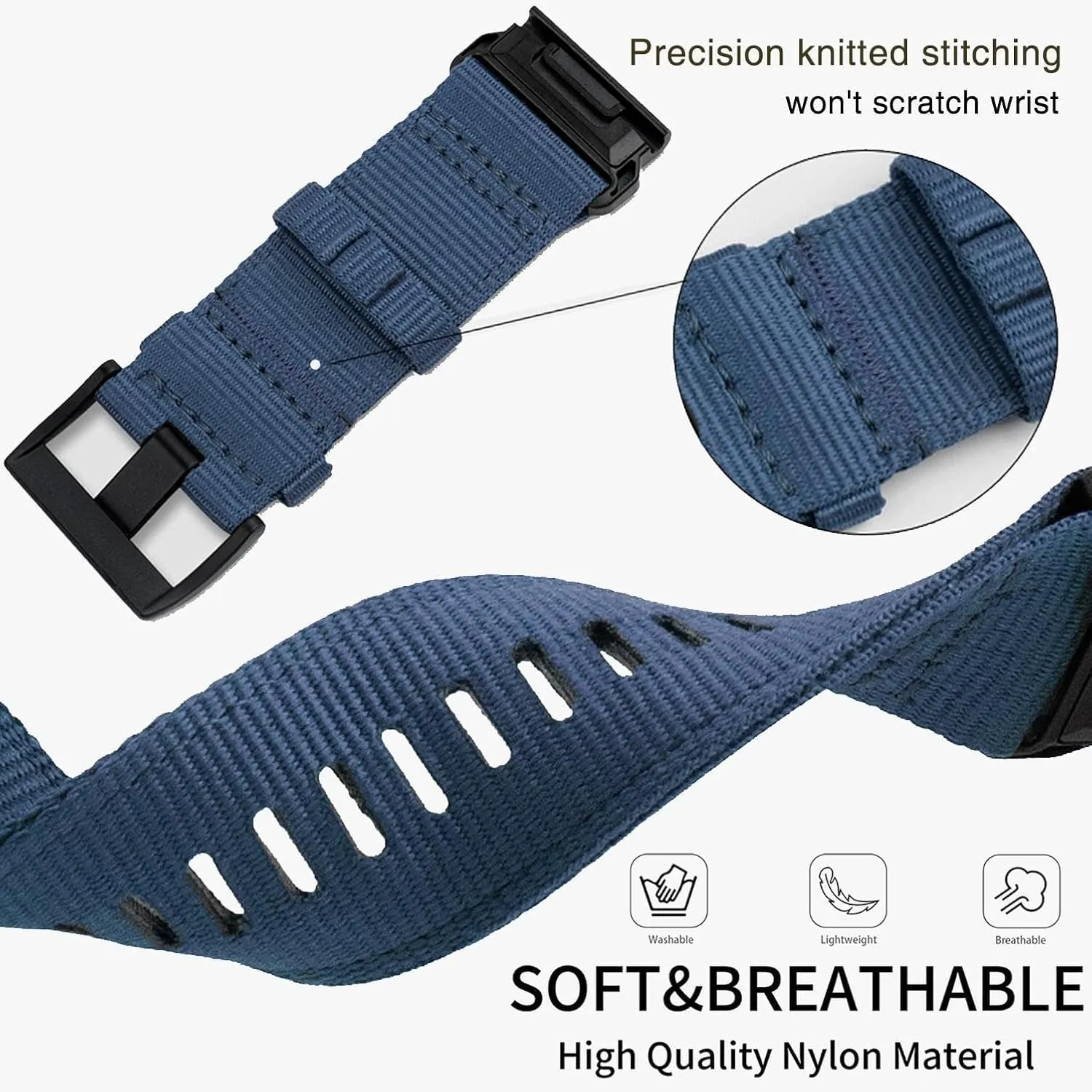 DASEB Nylon Watch Bands For Garmin Fenix 7X/6X/5X/Enduro 2, Quick Fit 26mm Adjustable Woven Nylon Sports Wrist Strap with Stainless Steel Clasp for Tactix 7 Pro
