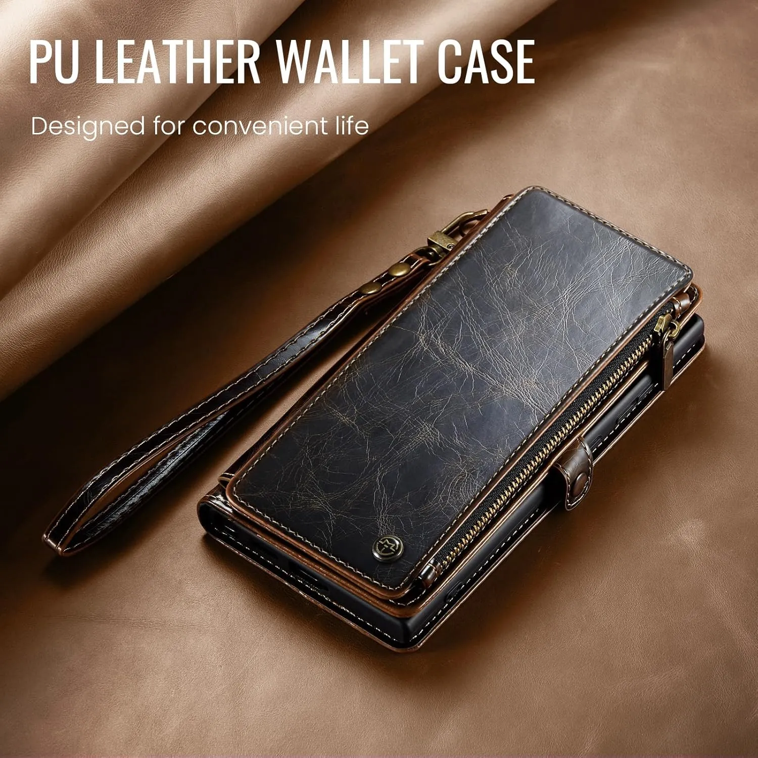 Defencase Compatible with Samsung Galaxy S20 FE 5G Case Wallet with RFID Blocking Card Holder for Women Men, PU Leather Magnetic Snap Flip Zipper Strap Wallet Phone Case Fit for Galaxy S20 FE, Coffee