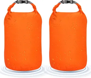 Desoto Waterproof Dry Bag 2 packs, 2L/5L/10L/20L/40L/70L Dry Sack Lightweight Portable, Dry Storage Bag to Keep Gear Dry Clean for Kayaking, Gym, Hiking, Swimming, Camping (Orange, 20L)