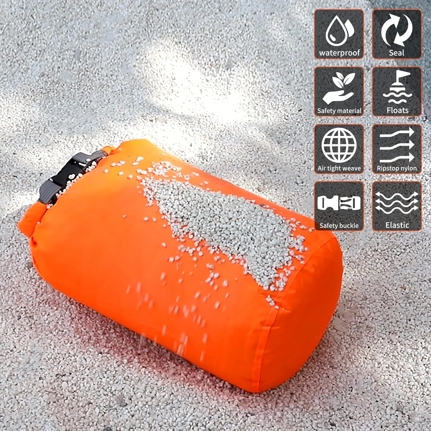 Desoto Waterproof Dry Bag 2 packs, 2L/5L/10L/20L/40L/70L Dry Sack Lightweight Portable, Dry Storage Bag to Keep Gear Dry Clean for Kayaking, Gym, Hiking, Swimming, Camping (Orange, 20L)