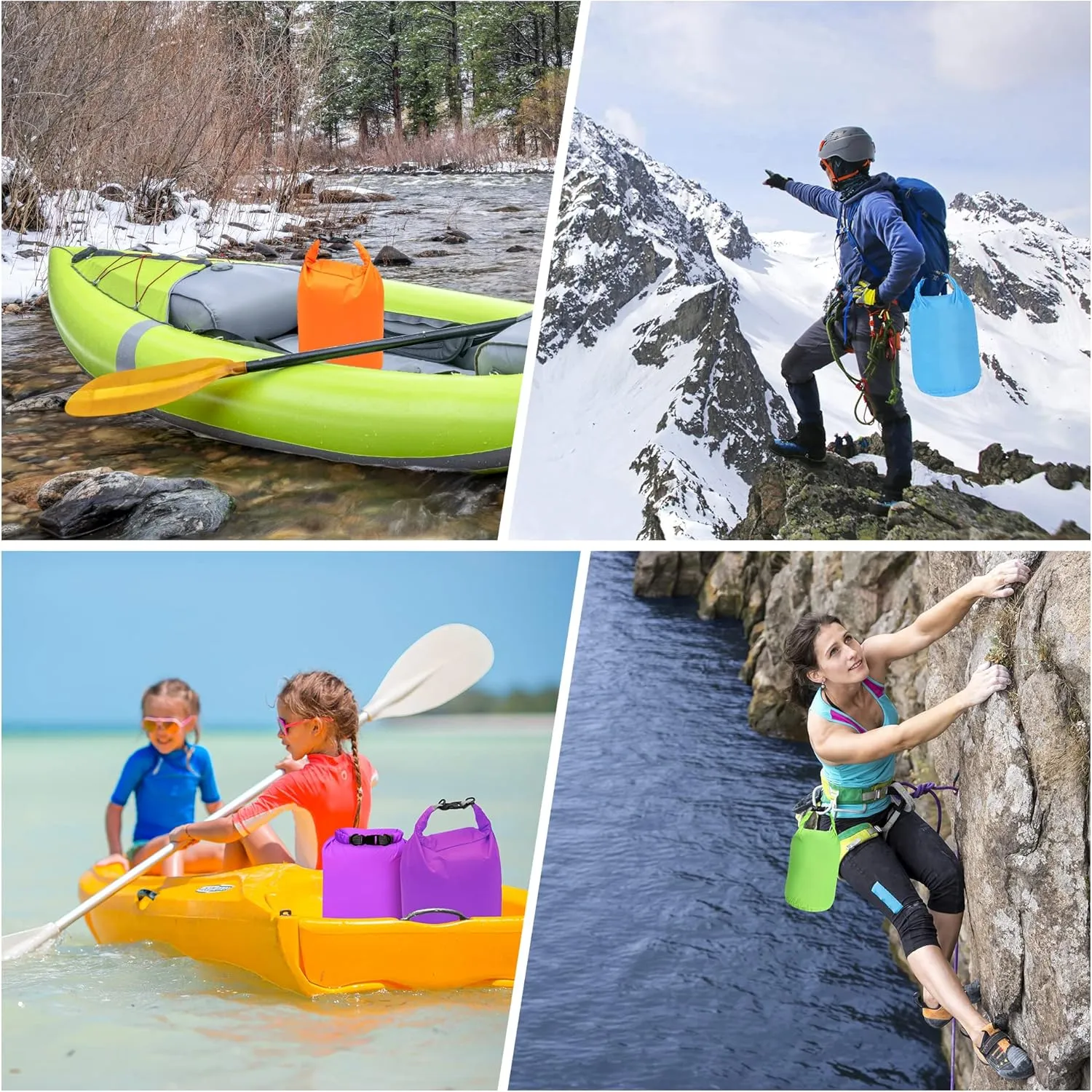 Desoto Waterproof Dry Bag 2 packs, 2L/5L/10L/20L/40L/70L Dry Sack Lightweight Portable, Dry Storage Bag to Keep Gear Dry Clean for Kayaking, Gym, Hiking, Swimming, Camping (Orange, 20L)