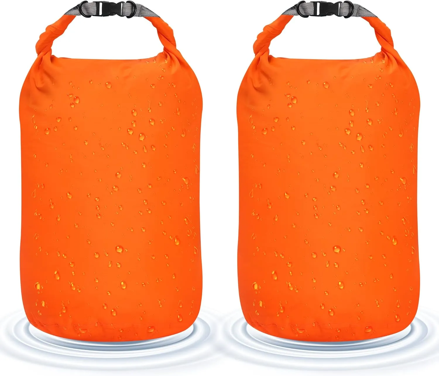 Desoto Waterproof Dry Bag 2 packs, 2L/5L/10L/20L/40L/70L Dry Sack Lightweight Portable, Dry Storage Bag to Keep Gear Dry Clean for Kayaking, Gym, Hiking, Swimming, Camping (Orange, 20L)