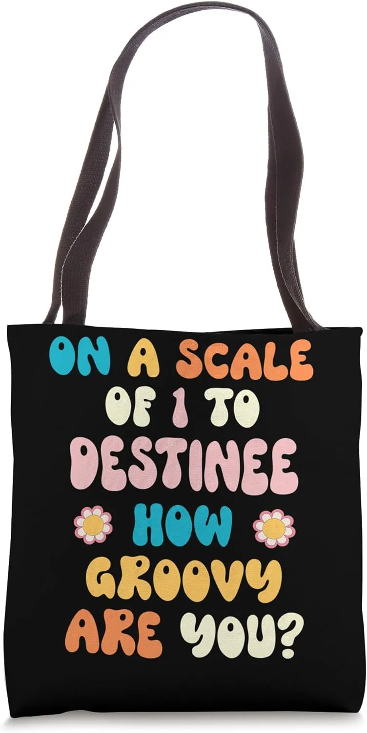 DESTINEE Cute Retro Girls Groovy DESTINEE Personalized Name Tote Bag