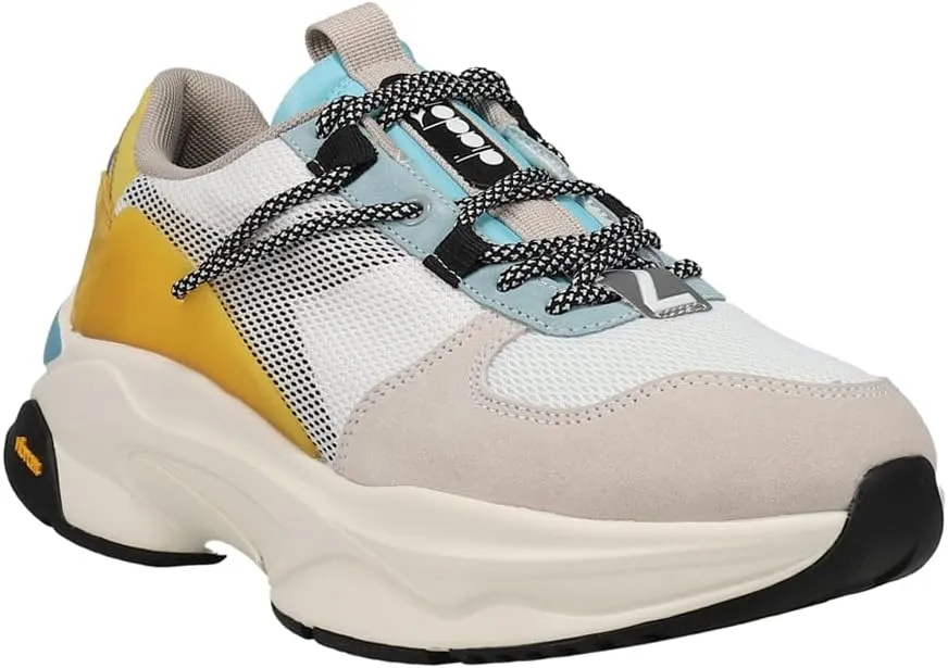 Diadora Mens Terrena Nylon Lace Up Sneakers Shoes Casual - Grey, White, Yellow