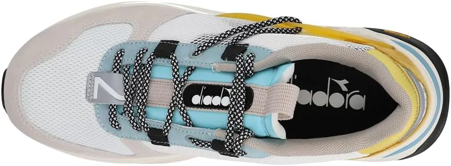 Diadora Mens Terrena Nylon Lace Up Sneakers Shoes Casual - Grey, White, Yellow