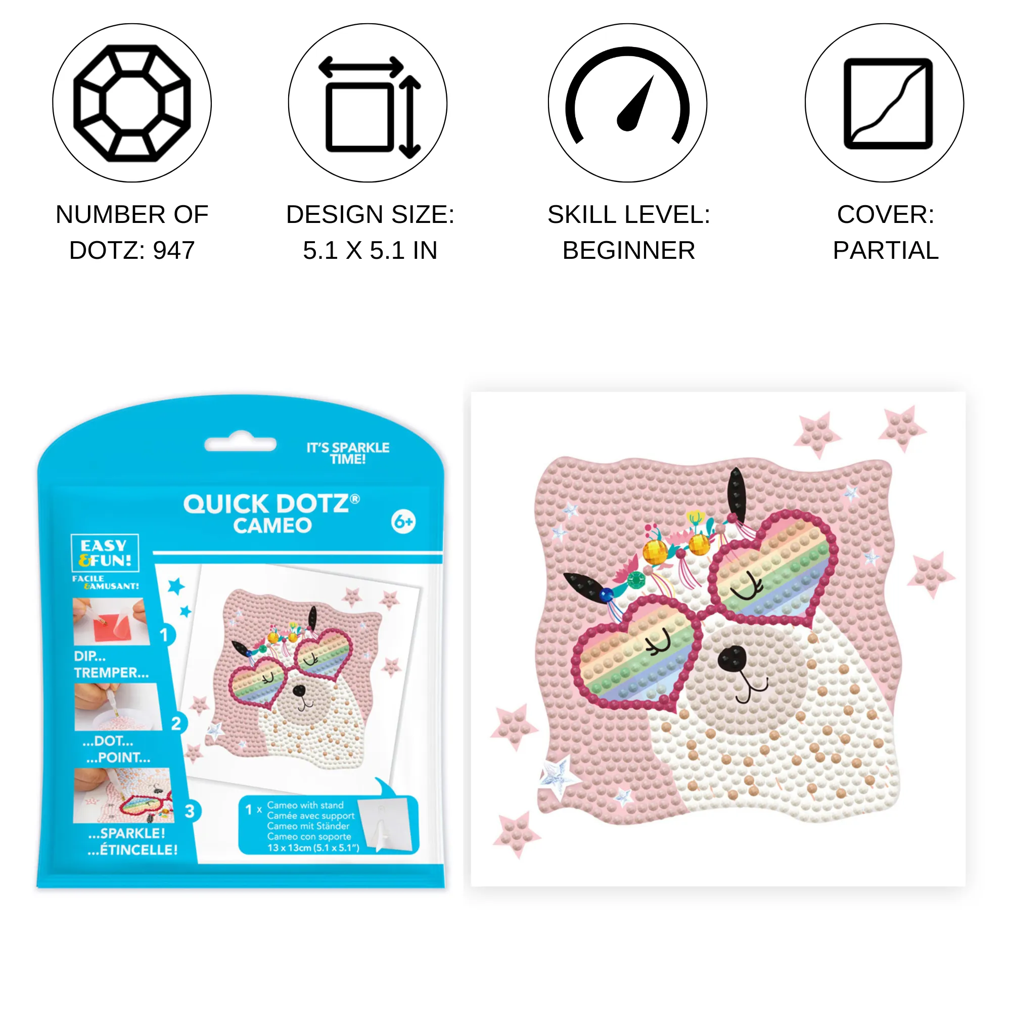 Diamond Dotz Quick Dotz Llama Rainbow - 5.1 x 5.1 in