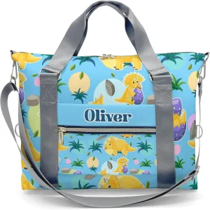Dinosaur Print Tree Personalized Gym Dance Bag for Girls Boys,Custom Name Sport Duffel Bag Weekender Bags Carry On Travel Duffel Bag