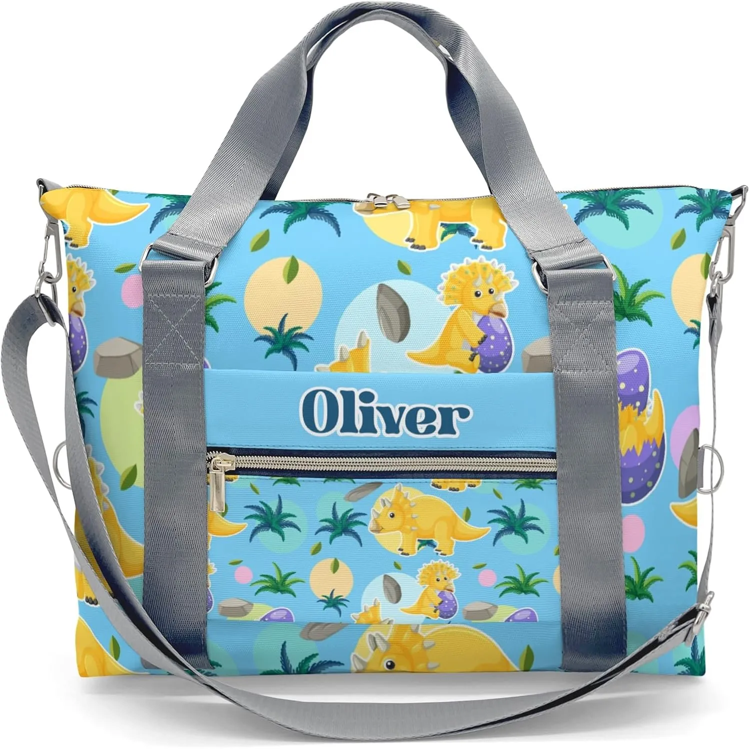 Dinosaur Print Tree Personalized Gym Dance Bag for Girls Boys,Custom Name Sport Duffel Bag Weekender Bags Carry On Travel Duffel Bag