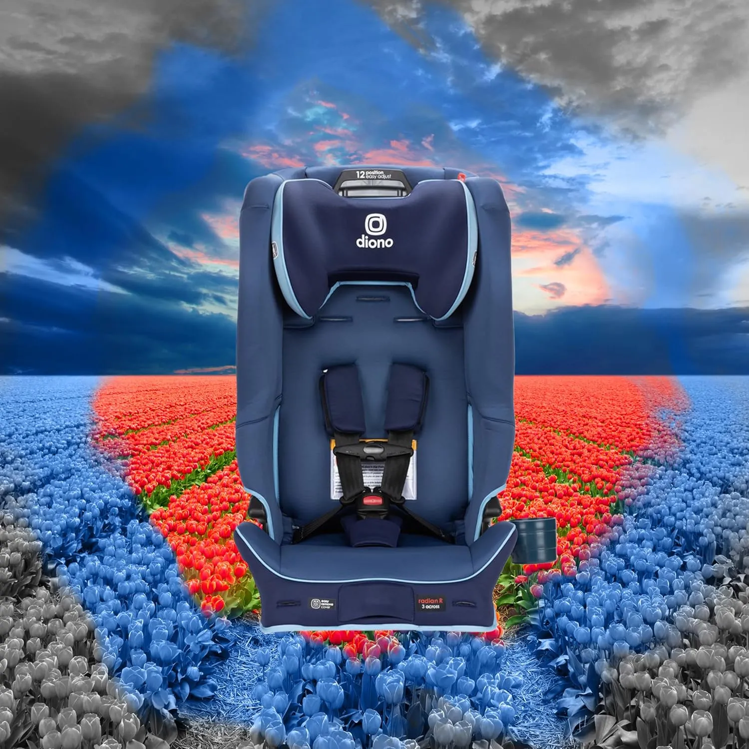 Diono Radian 3R SafePlus, All-in-One Convertible Car Seat, Rear and Forward Facing, SafePlus Engineering, 10 Years 1 Car Seat, Slim Fit 3 Across, Blue Surge