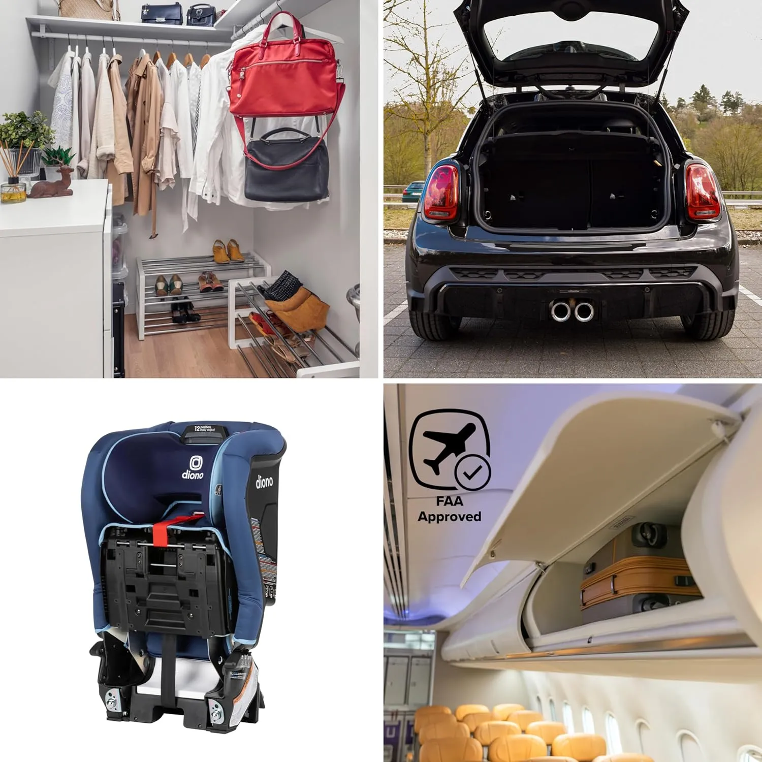 Diono Radian 3R SafePlus, All-in-One Convertible Car Seat, Rear and Forward Facing, SafePlus Engineering, 10 Years 1 Car Seat, Slim Fit 3 Across, Blue Surge