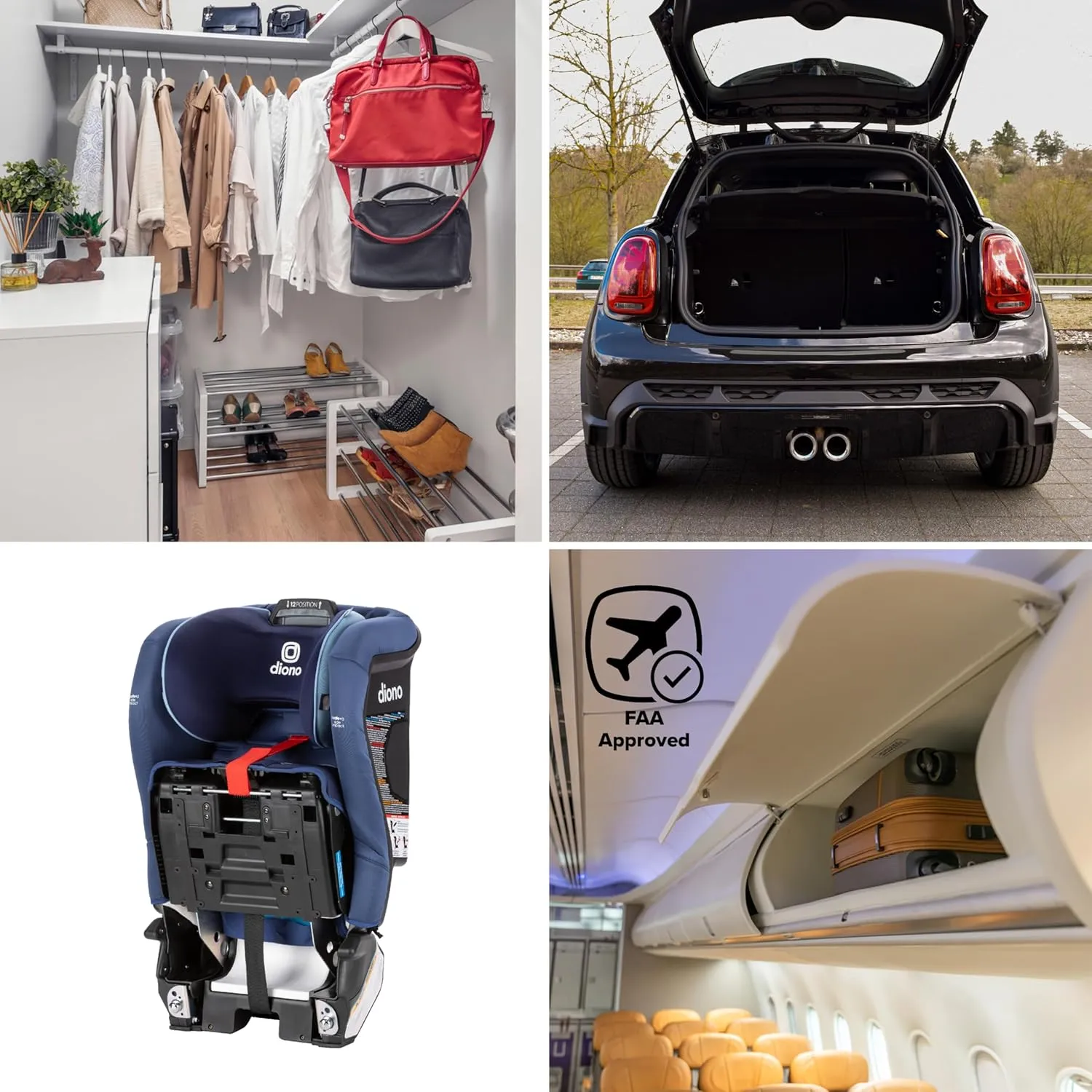 Diono Radian 3RXT SafePlus, 4-in-1 Convertible Car Seat, Rear and Forward Facing, SafePlus Engineering, 3 Stage Infant Protection, 10 Years 1 Car Seat, Slim Fit 3 Across, Blue Surge