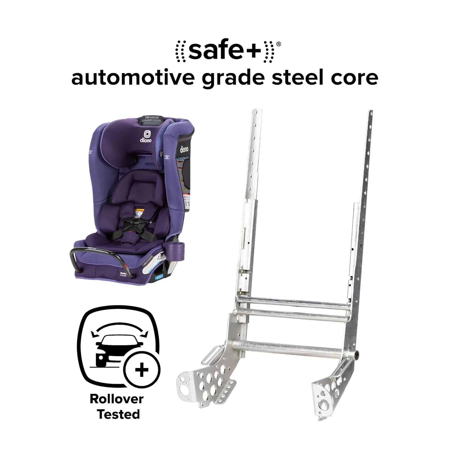 Diono Radian 3RXT SafePlus, 4-in-1 Convertible Car Seat, Rear and Forward Facing, SafePlus Engineering, 3 Stage Infant Protection, 10 Years 1 Car Seat, Slim Fit 3 Across, Purple Wildberry