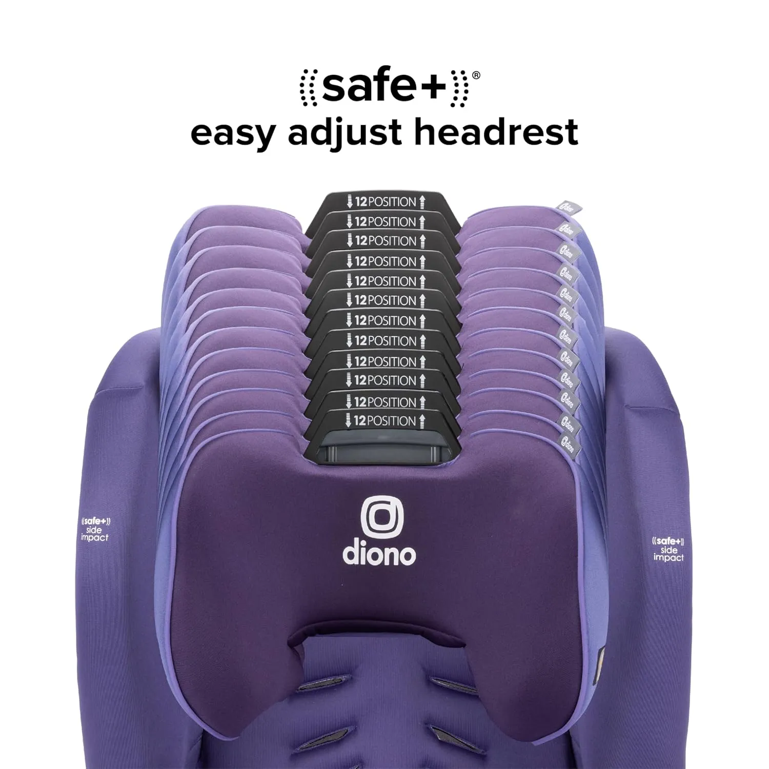 Diono Radian 3RXT SafePlus, 4-in-1 Convertible Car Seat, Rear and Forward Facing, SafePlus Engineering, 3 Stage Infant Protection, 10 Years 1 Car Seat, Slim Fit 3 Across, Purple Wildberry