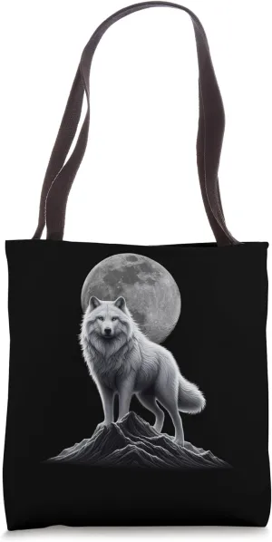 Dire Wolf Artwork Wolf Moon Graphic Aenocyon White Dire Wolf Tote Bag