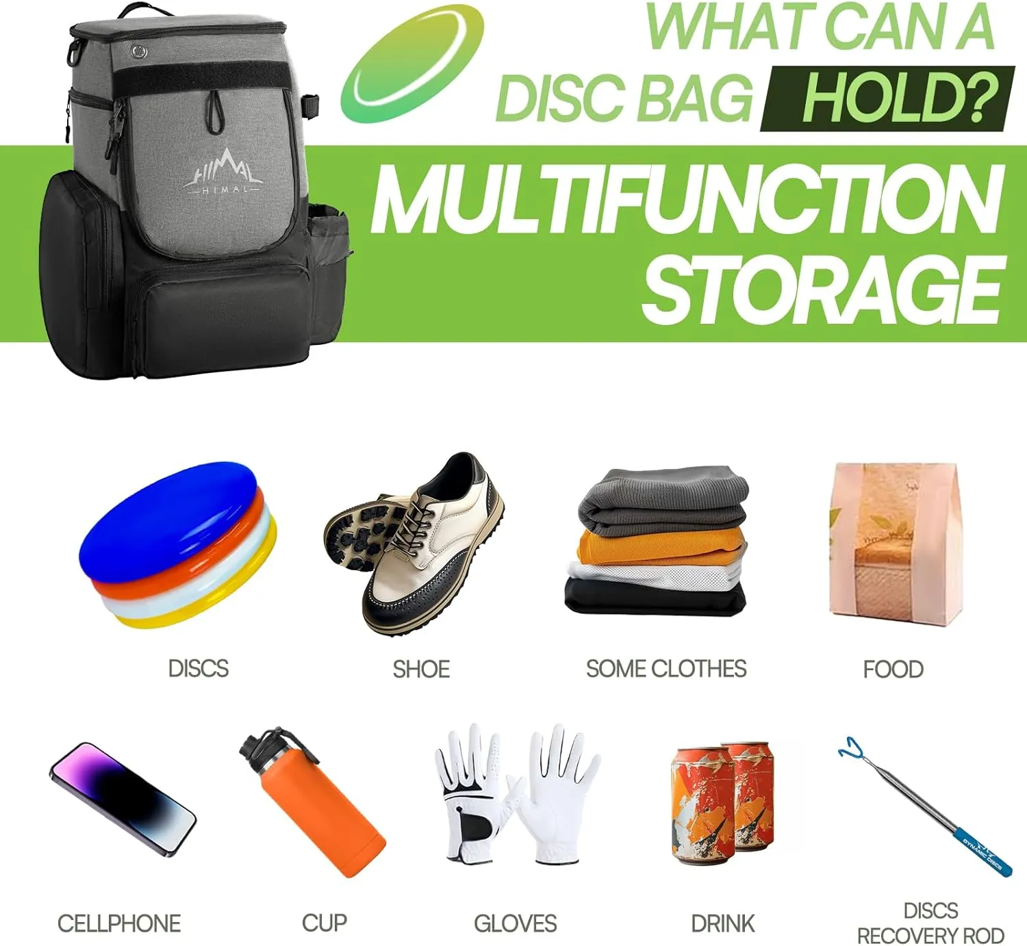 Disc Golf Bag-Heavy Duty 600D Polyester Disc Golf Bag with Insulated Cooler-Disc Golf Backpack with 26  Discs Capacity and multiple pockets-Lightweight and Durable