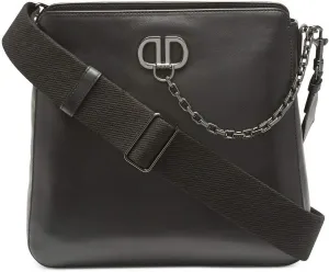 DKNY Linton Leather Messenger Crossbody Shoulder Bag - Black