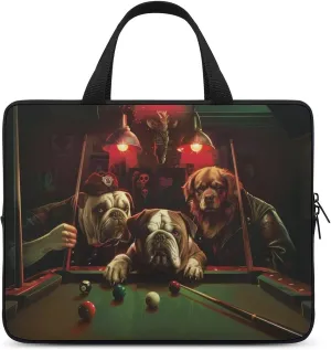 Dogs Playing Billiards Laptop Bag Laptop Case Computer Messenger Bag with Adjustable Shoulder Strap