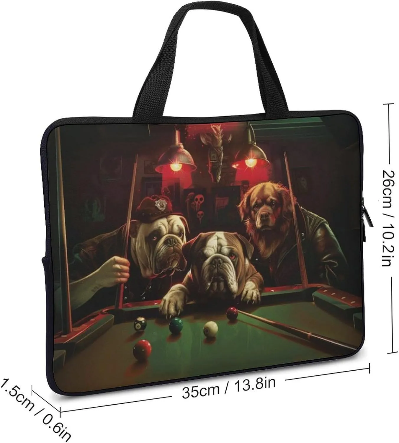 Dogs Playing Billiards Laptop Bag Laptop Case Computer Messenger Bag with Adjustable Shoulder Strap