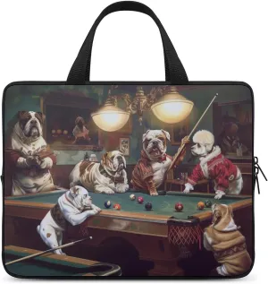 Dogs Playing Billiards Laptop Bag Laptop Case Computer Messenger Bag with Adjustable Shoulder Strap