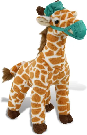 DolliBu Wild Giraffe Doctor Plush Toy - Super Soft Giraffe Doctor Stuffed Animal Dress Up with Cute Scrub Cap and Face Mask Outfit - Fluffy Doctor Toy Plush Gift - 12.5 Inch