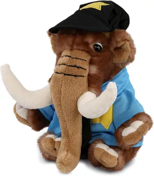 DolliBu Wild Mammoth Small Police Officer Plush Toy - Soft Mammoth Cop Stuffed Animal Dress Up with Cute Cop Uniform and Cap Outfit - Gift with Personalization - 10 Inches